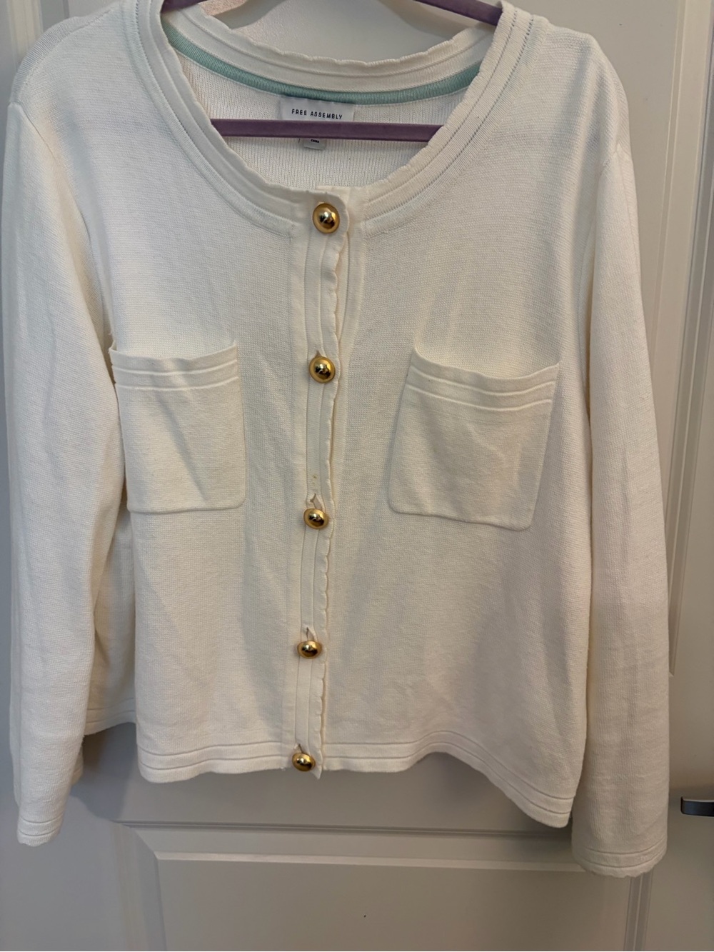 Frame Assembly Cream Button-Front Cardigan Sweater